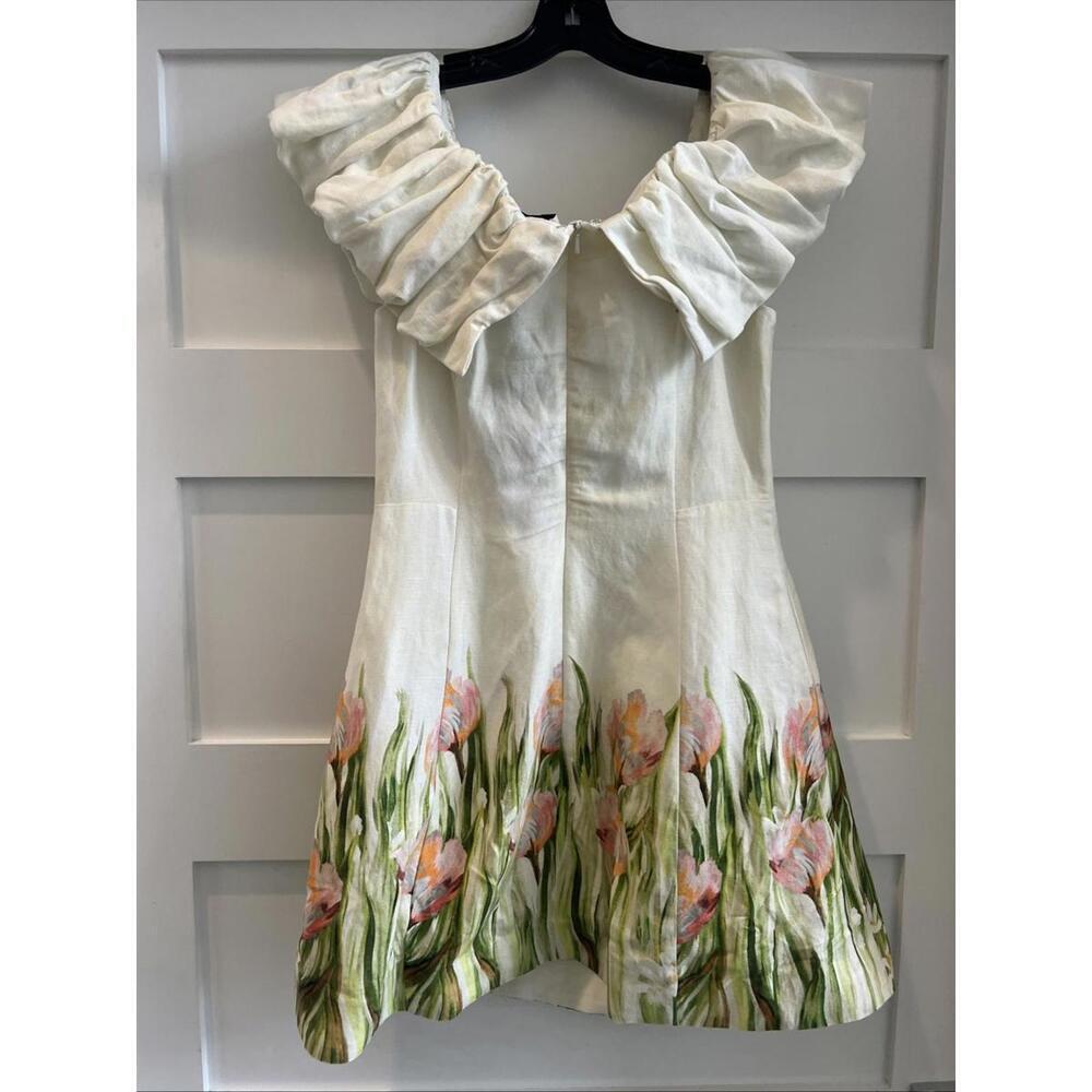$495 Nicholas The Label Uma Ruffed Off The Shoulder Mini Floral Dress Size 2 - Picture 3 of 14